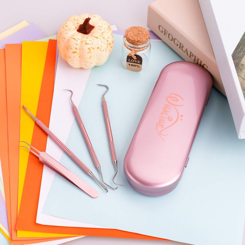 Whaline Weeding Vinyl Tools 4 Pieces Precision Stainless Steel Weeder Tool with Case, Vinyl Craft Paper Craft Tool Kit for Silhouettes Cameos, Lettering Scraper Hook Spatula Tweezers - Image 5