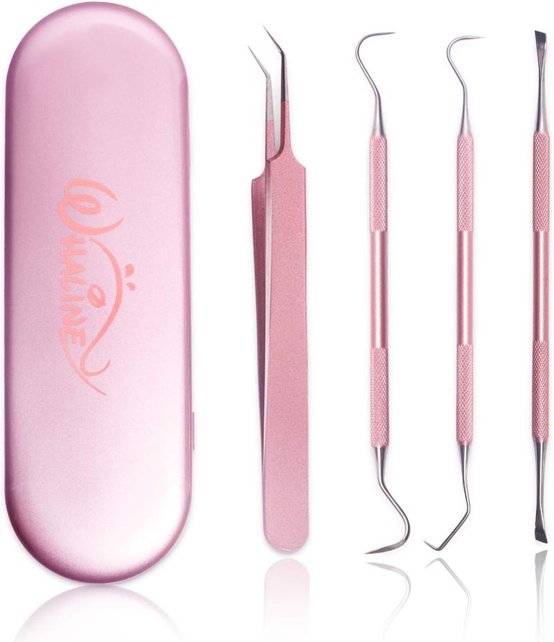 Whaline Weeding Vinyl Tools 4 Pieces Precision Stainless Steel Weeder Tool with Case, Vinyl Craft Paper Craft Tool Kit for Silhouettes Cameos, Lettering Scraper Hook Spatula Tweezers - Image 1