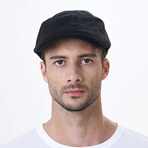 WITHMOONS Simple Newsboy Hat Flat Cap SL3026 (BlackM) - Image 2