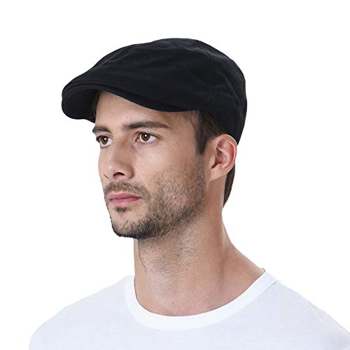WITHMOONS Simple Newsboy Hat Flat Cap SL3026 (BlackM) - Image 1