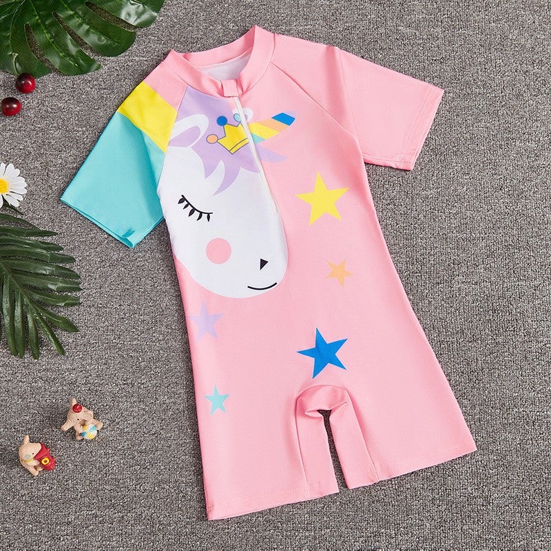 2025 Children'S Swimwear Girls' Small And Medium-Sized Children'S Swimwear Swimwear Cartoon Boys' Short-Sleeved Suit - Image 3
