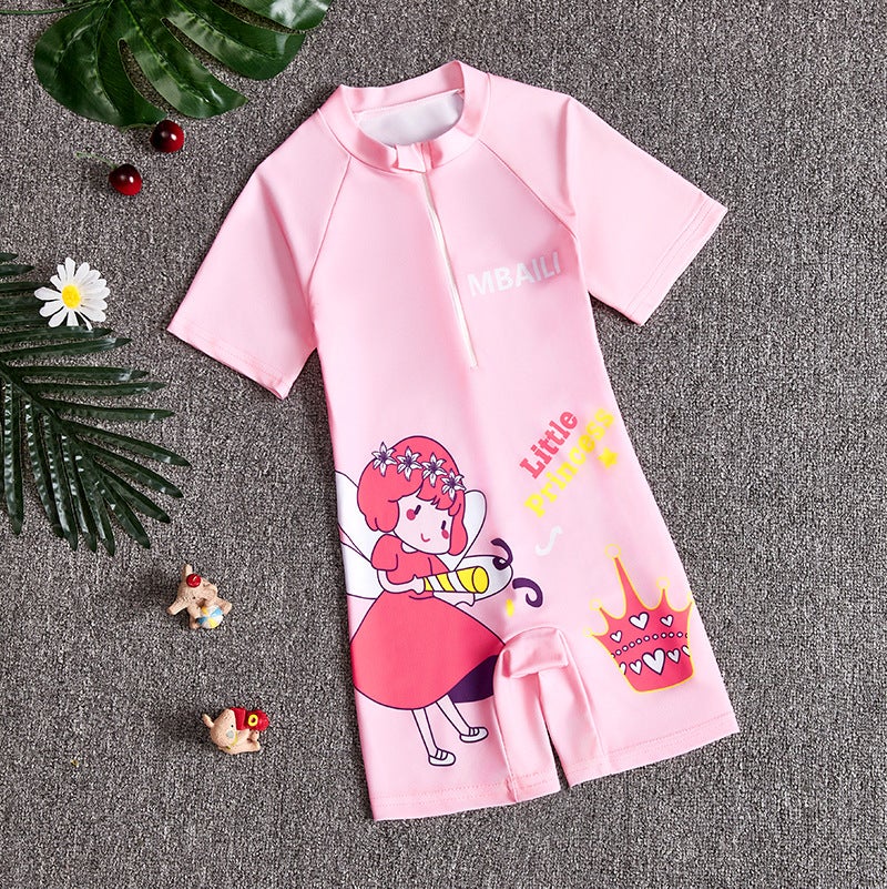2025 Children'S Swimwear Girls' Small And Medium-Sized Children'S Swimwear Swimwear Cartoon Boys' Short-Sleeved Suit - Image 1