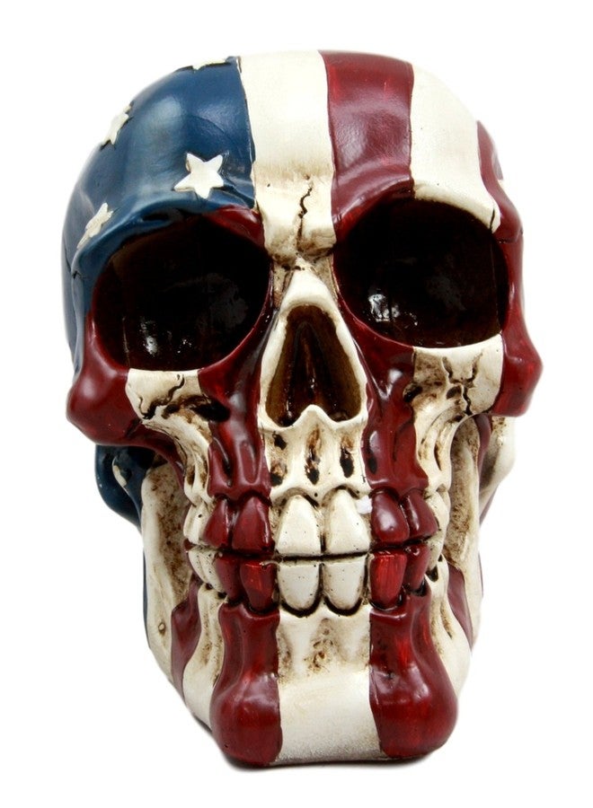 Atlantic Ebros Patriotic US American Flag Star Spangled Banner Skull Decorative Figurine 5.5"Long Macabre Collectible Statue Historical Pride And Prejudice Freedom Decor of Skulls or Halloween Themed Sculpture - Image 2
