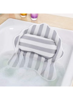 Luxury Bathtub Pillow Headrest Cushion With 6 Suction Cups & Hanging Hook, for Neck Head Shoulder and Back Support - White/Grey (Style A) - pzsku/ZFB73B55CA840257397A9Z/45/_/1720945798/cb88e59d-7a78-4aa8-afd6-c1efc48b2527