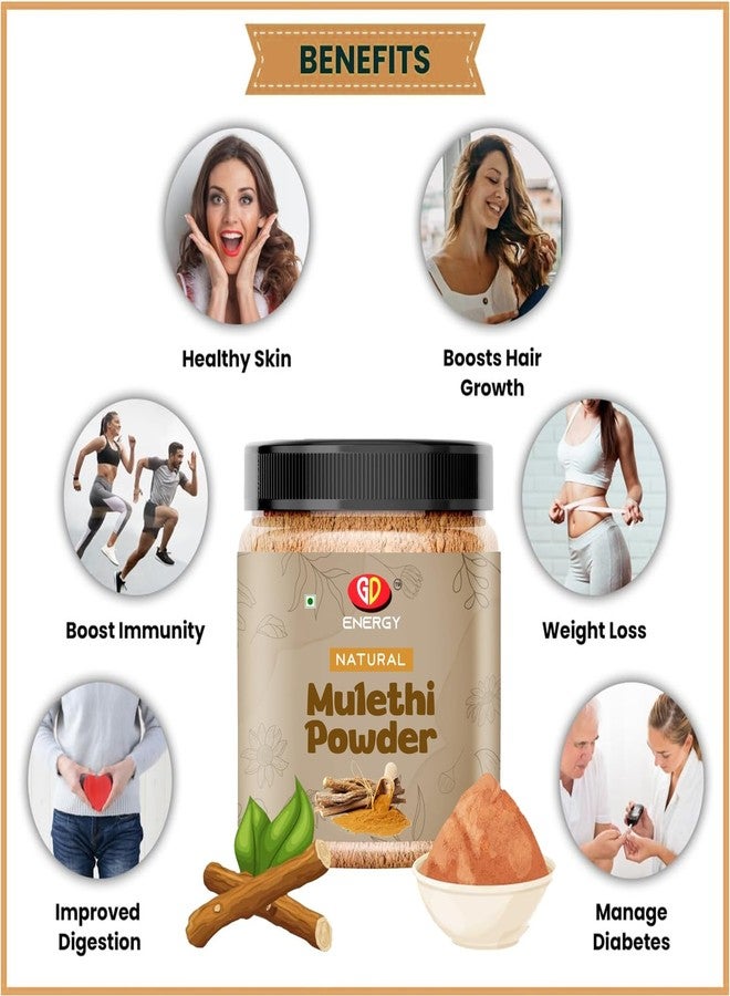 GD Energy Mulethi powder for Hair, Skin Whitening, for Tea, for Face Pack, liquorice powder for skin whitening,Yashtimadhu powder organic Face SKin (500g) - Image 1