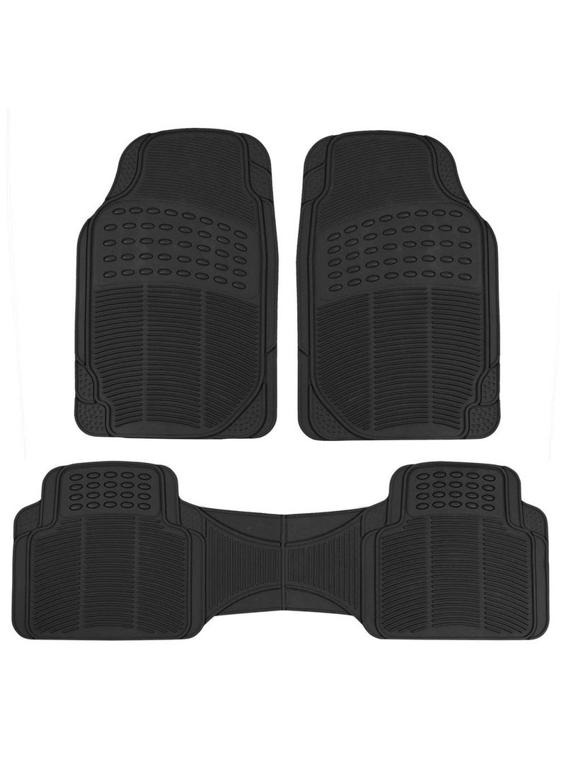 TLAXCA 3 PCS Floor Mats for Cars Trucks SUV, All-Weather Car Mats with Universal Fit Design, Durable Car Floor Mats with Capture Ridges, Waterproof Rubber Floor Mats for Cars  - Image 1