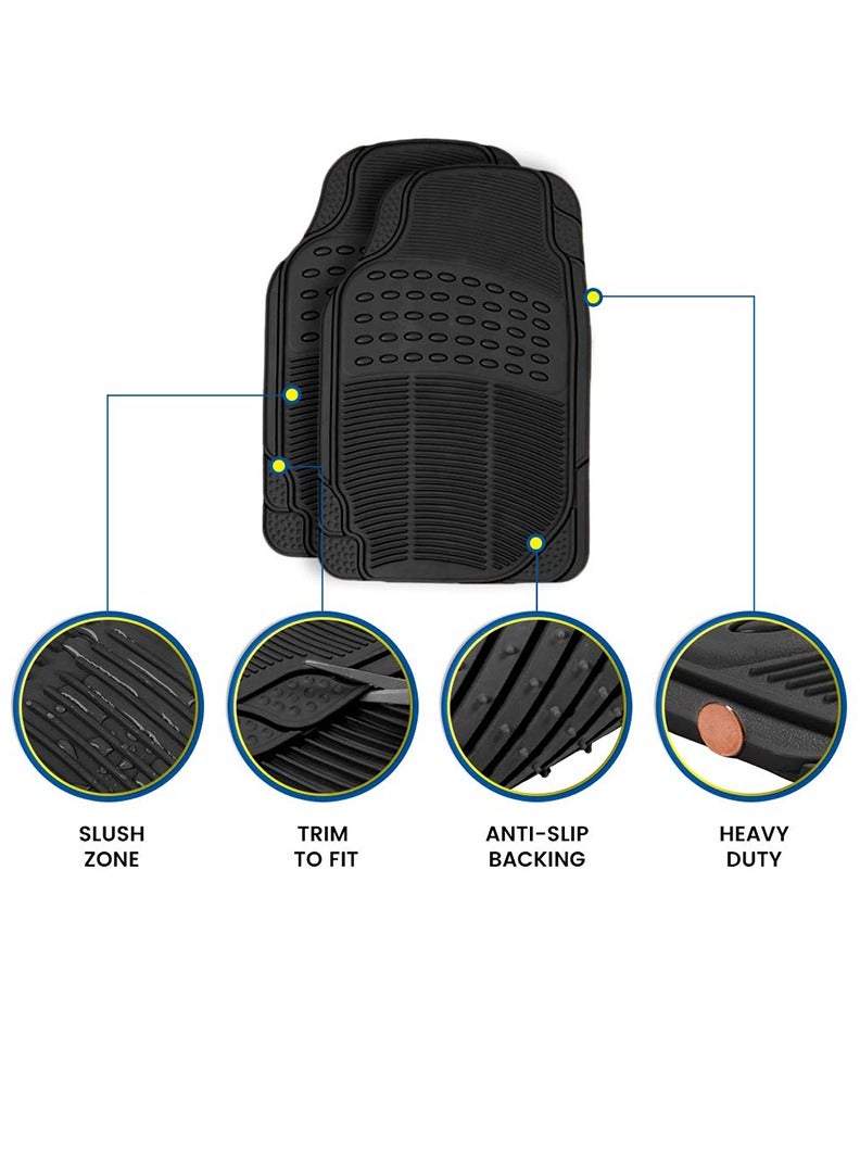 TLAXCA 3 PCS Floor Mats for Cars Trucks SUV, All-Weather Car Mats with Universal Fit Design, Durable Car Floor Mats with Capture Ridges, Waterproof Rubber Floor Mats for Cars  - Image 2