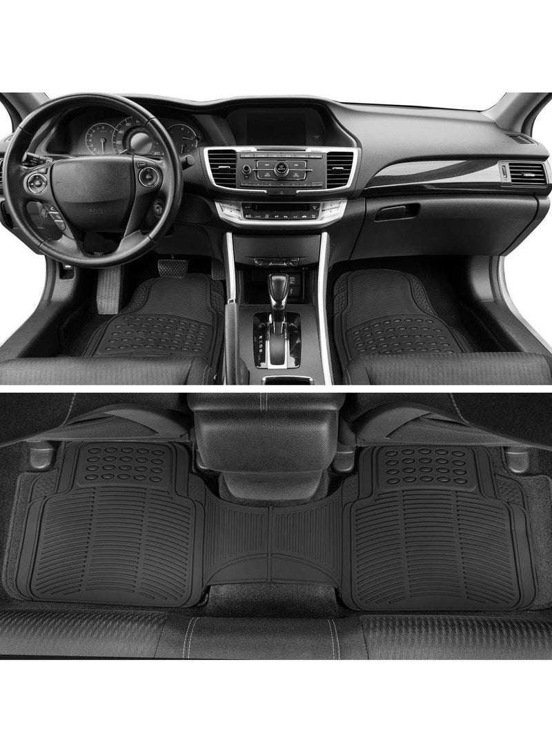TLAXCA 3 PCS Floor Mats for Cars Trucks SUV, All-Weather Car Mats with Universal Fit Design, Durable Car Floor Mats with Capture Ridges, Waterproof Rubber Floor Mats for Cars  - Image 3
