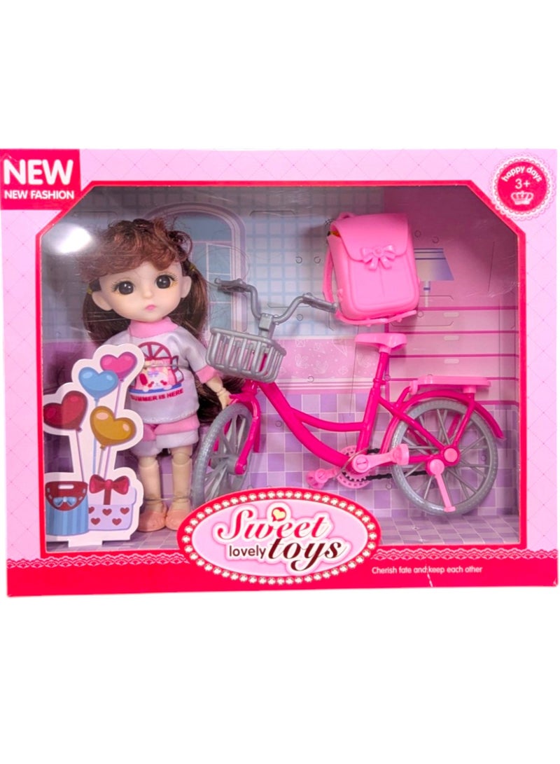 Doll With Bicycle Playset For Girls Including Fashion Doll With Princess Outfit And Bicycle