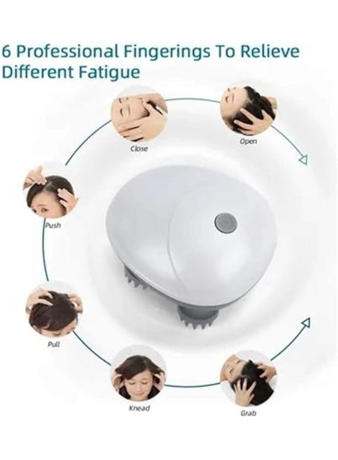 جهاز مساج شحن  لفروة الرأس لاسلكي مع 4 رؤوس - تحفيز نمو الشعر وتدليك للجسم بالكامل  - وعلاج التوتر والمساعدة على الاسترخاء - Image 4