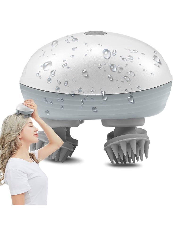 جهاز مساج شحن  لفروة الرأس لاسلكي مع 4 رؤوس - تحفيز نمو الشعر وتدليك للجسم بالكامل  - وعلاج التوتر والمساعدة على الاسترخاء - Image 1