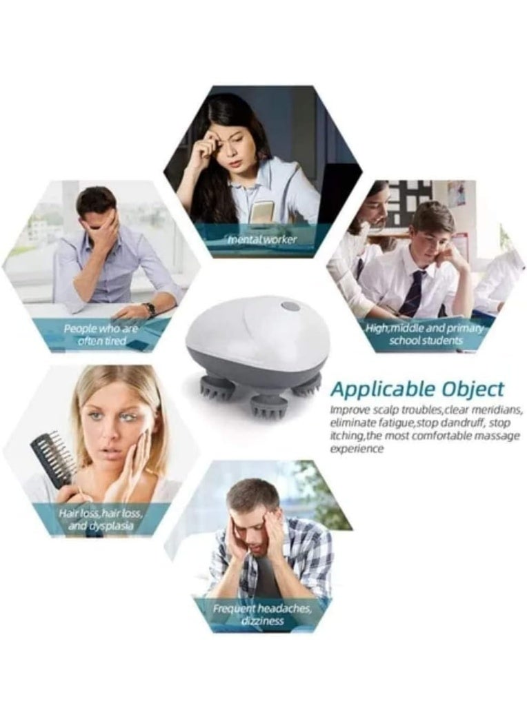 جهاز مساج شحن  لفروة الرأس لاسلكي مع 4 رؤوس - تحفيز نمو الشعر وتدليك للجسم بالكامل  - وعلاج التوتر والمساعدة على الاسترخاء - Image 2