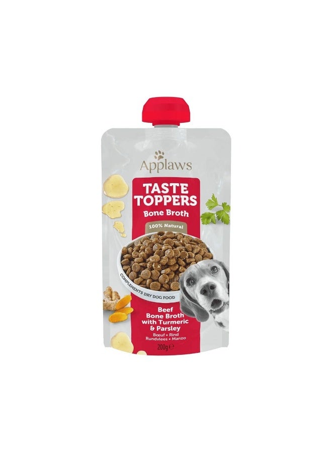Applaws Taste Toppers Beef Bone Broth with Turmeric & Parsley Wet Dog Food Pouch 200g - Image 1