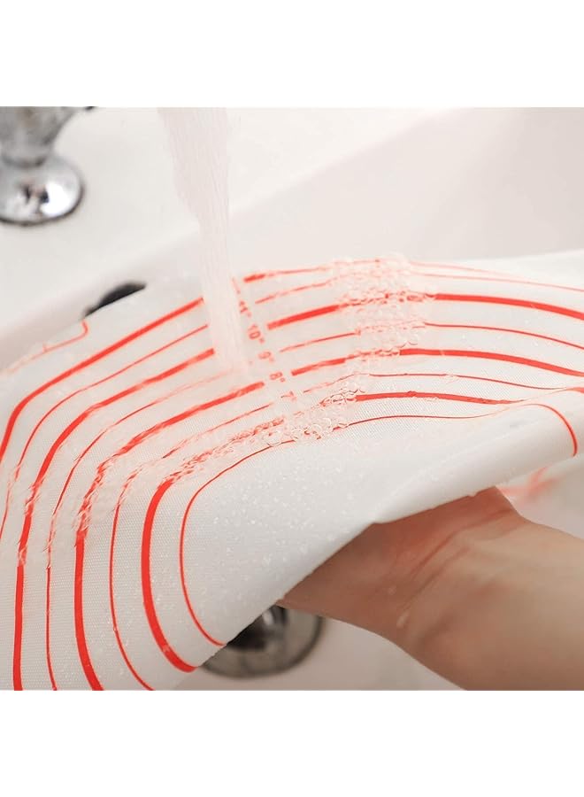 SKY-TOUCH Baking Mat, Non Stick Silicon Rolling Pastry Mat, 60 * 40Cm Silicon Baking Sheets Mats,Kneading Pad Sheet Glass Fiber Rolling Dough Large Size For Cake Macaron Kitchen Tools, Red,White - Image 3