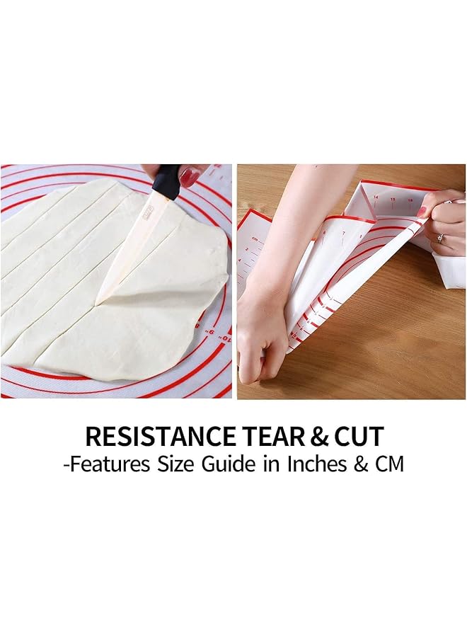 SKY-TOUCH Baking Mat, Non Stick Silicon Rolling Pastry Mat, 60 * 40Cm Silicon Baking Sheets Mats,Kneading Pad Sheet Glass Fiber Rolling Dough Large Size For Cake Macaron Kitchen Tools, Red,White - Image 5