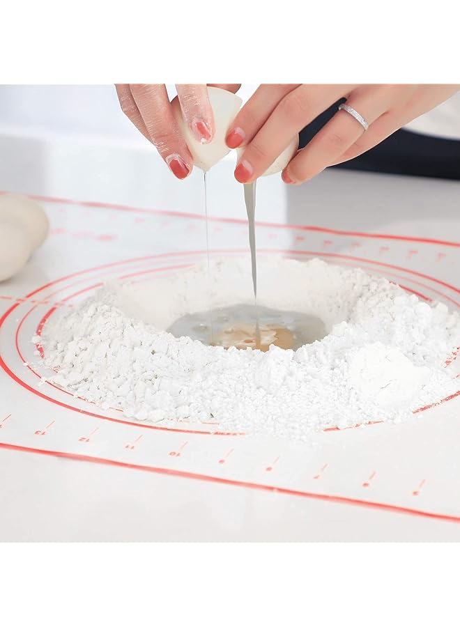SKY-TOUCH Baking Mat, Non Stick Silicon Rolling Pastry Mat, 60 * 40Cm Silicon Baking Sheets Mats,Kneading Pad Sheet Glass Fiber Rolling Dough Large Size For Cake Macaron Kitchen Tools, Red,White - Image 2