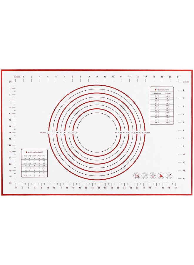 SKY-TOUCH Baking Mat, Non Stick Silicon Rolling Pastry Mat, 60 * 40Cm Silicon Baking Sheets Mats,Kneading Pad Sheet Glass Fiber Rolling Dough Large Size For Cake Macaron Kitchen Tools, Red,White - Image 1