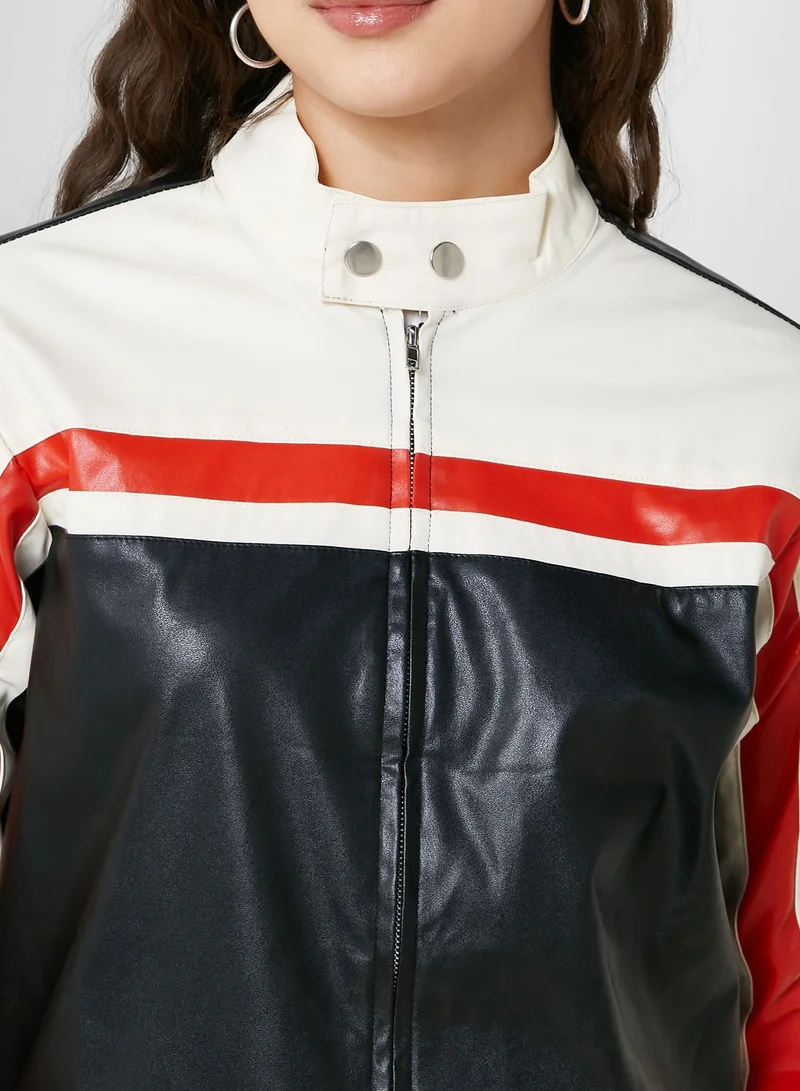 Ginger Colorblock Motorcycle Jacket