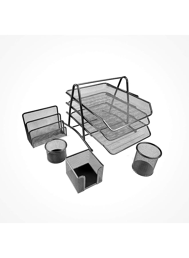 Maxi Mesh Executive Desk Organizer 5Pc Set Black - Image 2