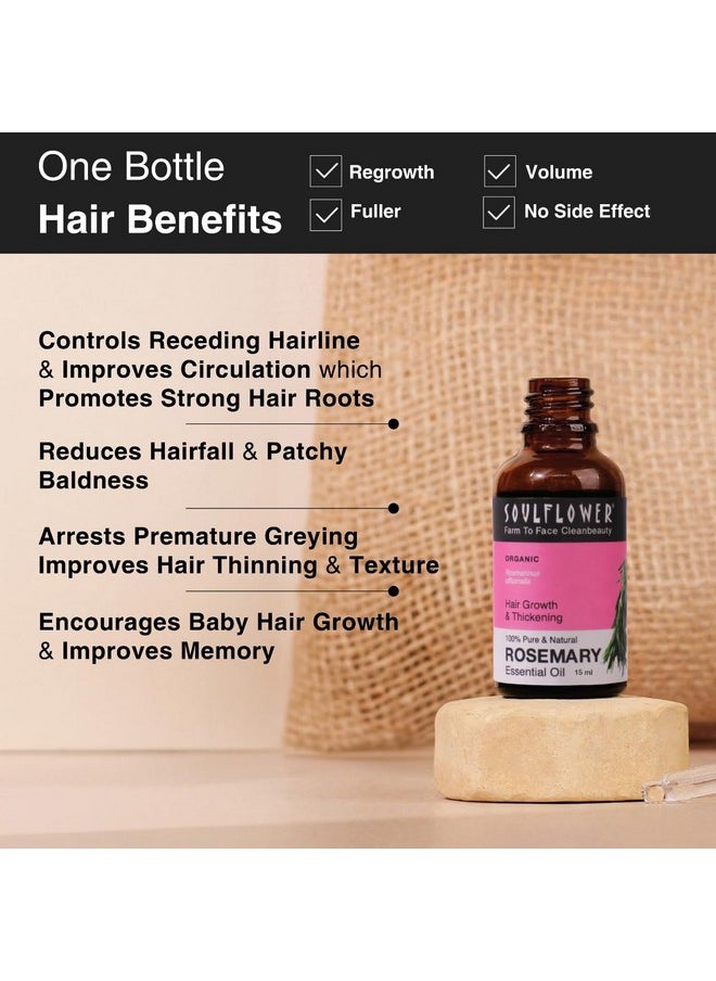 Soulflower Rosemary Essential Oil For Hair Growth, Hair Fall Control And Nourishment, Skin Care | Clinically Tested & Ecocert Certified Organic 100% Pure, Natural, Undiluted | 15Ml  - Image 3
