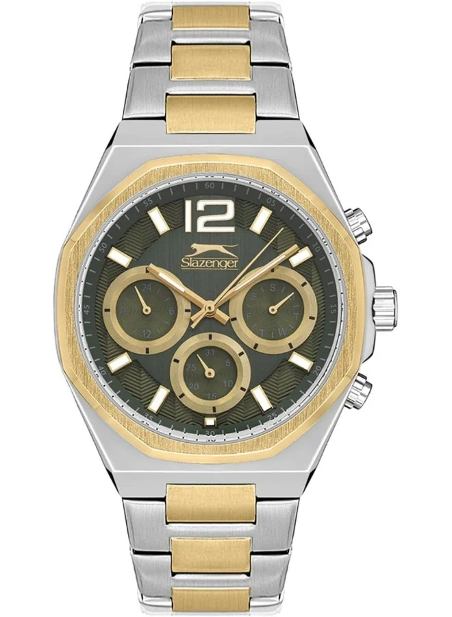 سلازنجر SLAZENGER Men's Watch, Multi Function Display and Metal Strap - SL.9.2106.2.06, Two Tone