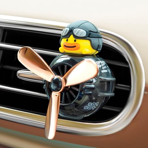 Ekhasa Nostrae by Ekhasa Duck Pilot Car Vent Propeller Freshener | Cute Cartoon Airplane Duck Car Perfume Diffuser | Rotating Fan Blade Dashboard Aroma Deodorizer with Magnetic Top Cover | Festive Car Gift - Image 1