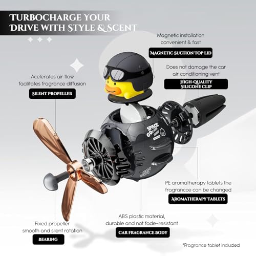 Ekhasa Nostrae by Ekhasa Duck Pilot Car Vent Propeller Freshener | Cute Cartoon Airplane Duck Car Perfume Diffuser | Rotating Fan Blade Dashboard Aroma Deodorizer with Magnetic Top Cover | Festive Car Gift - Image 4