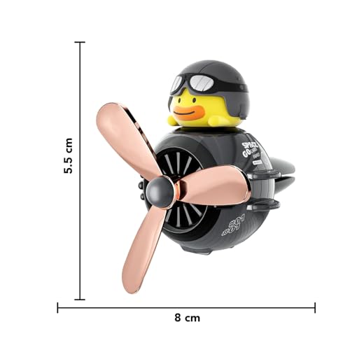 Ekhasa Nostrae by Ekhasa Duck Pilot Car Vent Propeller Freshener | Cute Cartoon Airplane Duck Car Perfume Diffuser | Rotating Fan Blade Dashboard Aroma Deodorizer with Magnetic Top Cover | Festive Car Gift - Image 3