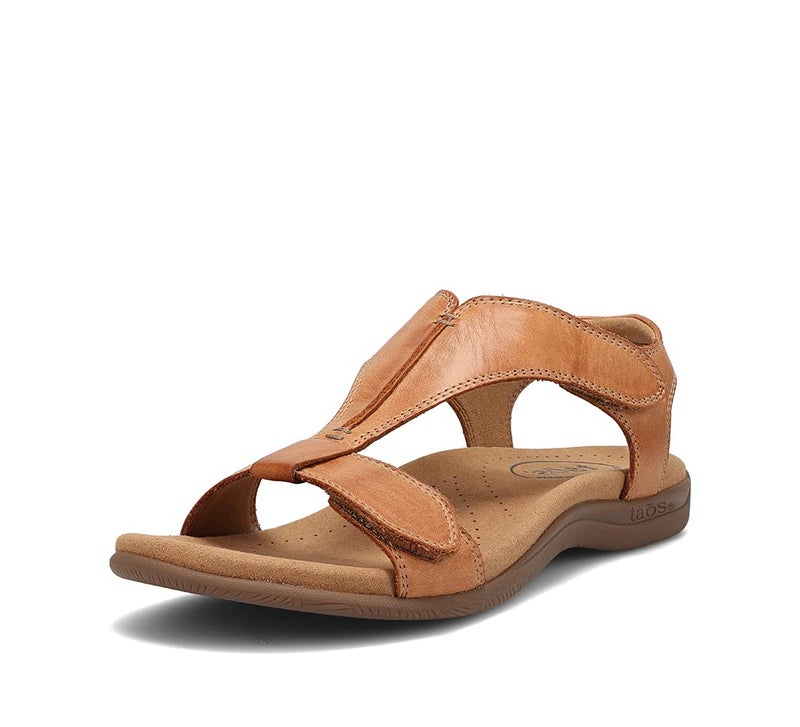 Taos The Show Premium Leather Women's Sandal - Experience Everyday Style, Comfort, Arch Support, Cooling Gel Padding and an Adjustable Fit for Exceptional Walking Comfort Caramel 9 (M) US - Image 1