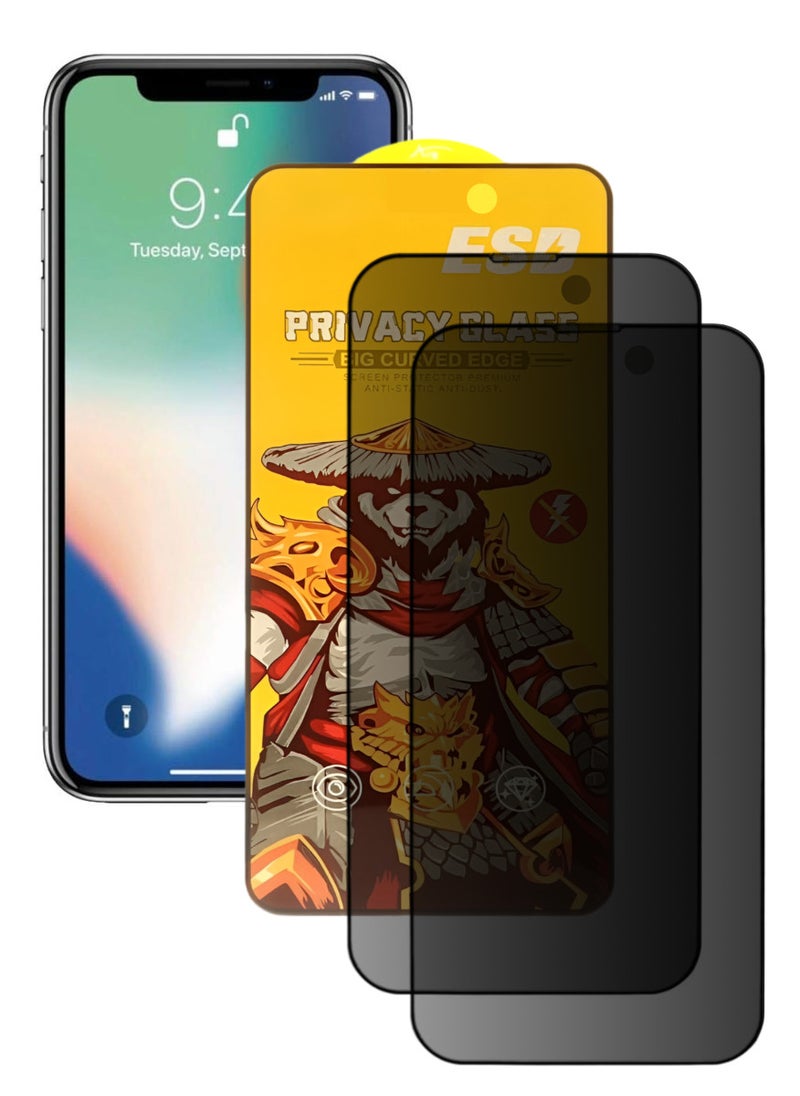 ESD 2 Pieces Tempered Dustproof Privacy Glass Screen Protector Compatible For iPhone X - Image 1