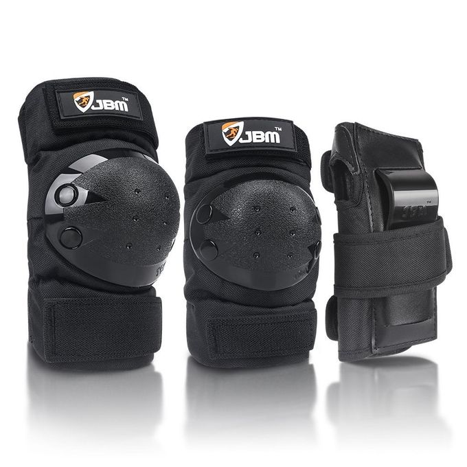 JBM International Adult / Child Knee Pads Elbow Pads Wrist Guards 3 In 1 Protective Gear Set, Black, Youth / Child - Image 4