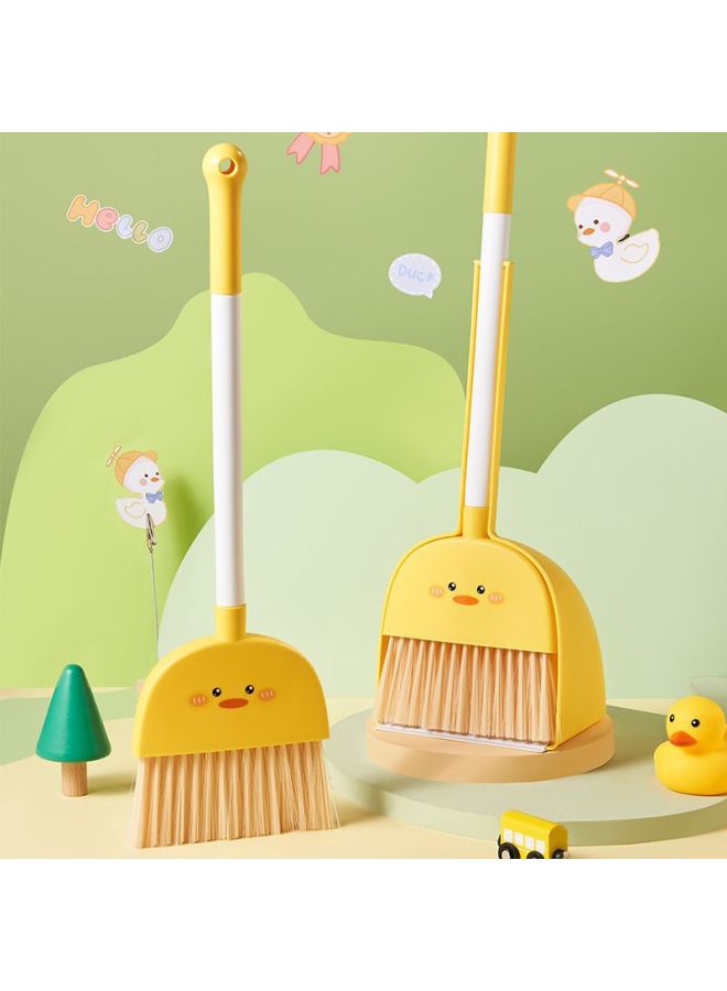 Children's Broom Combination Baby Broom Suit Baby Mop Play House Toy Simulation Broom Enlightenment Toy-Color:Cute Bear Broom And Dustpan + 60cm Brown Mop Three-piece Set
