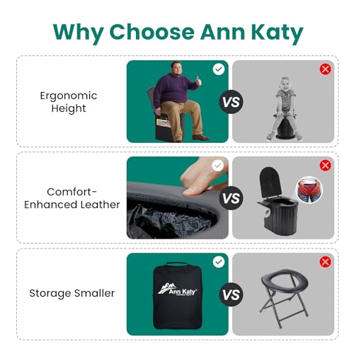 Ann Katy Upgrade XL Portable Toilet for Adults, Extra Large Portable Travel Floding Camping Toilet, Camping Tall Toilets with Lid for Kids Compact Potty for Car,Hiking,Beach,Toilet Storage Stool - Image 4