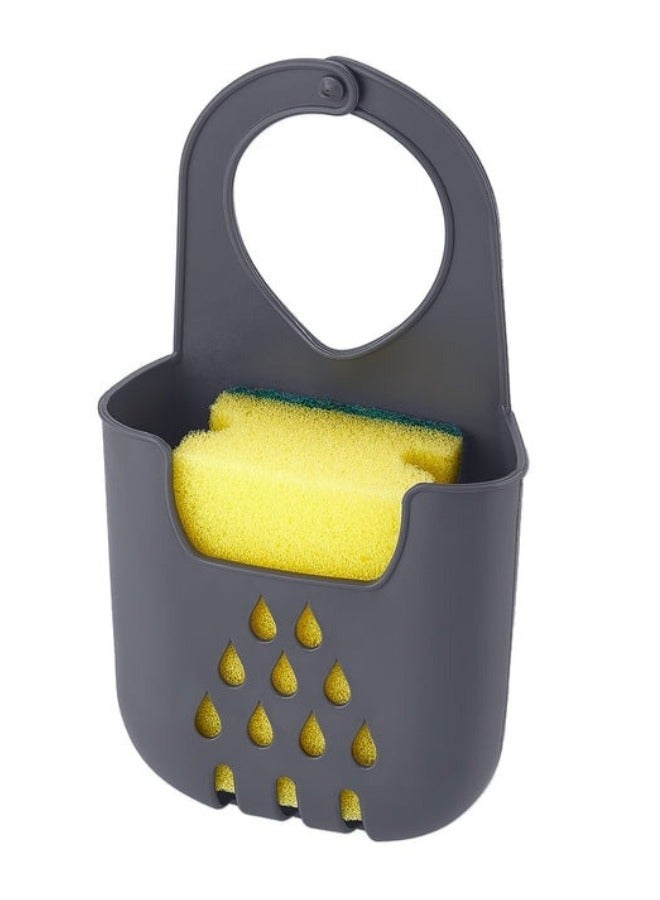 FALMER Flexible Silicone Sponge Holder for Kitchen Sink with Sponge, Sponge and Cleaning Tools Hanger for Sink Kitchen Sink Organizer - Ventilate and Dry Sponges Easily - Grey - Image 1