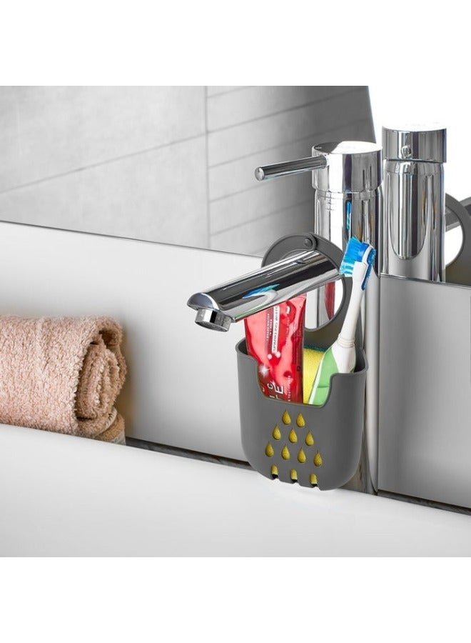 FALMER Flexible Silicone Sponge Holder for Kitchen Sink with Sponge, Sponge and Cleaning Tools Hanger for Sink Kitchen Sink Organizer - Ventilate and Dry Sponges Easily - Grey - Image 5