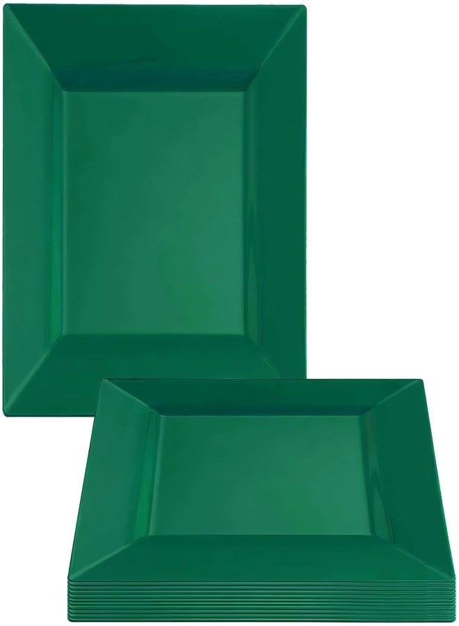 Kaya Hunter Green Plastic Square Cake Plates (Pack of 10) 6.5" - Vibrant & Disposable Tableware, Perfect for Events, Holiday Parties, Weddings, & More - Image 1