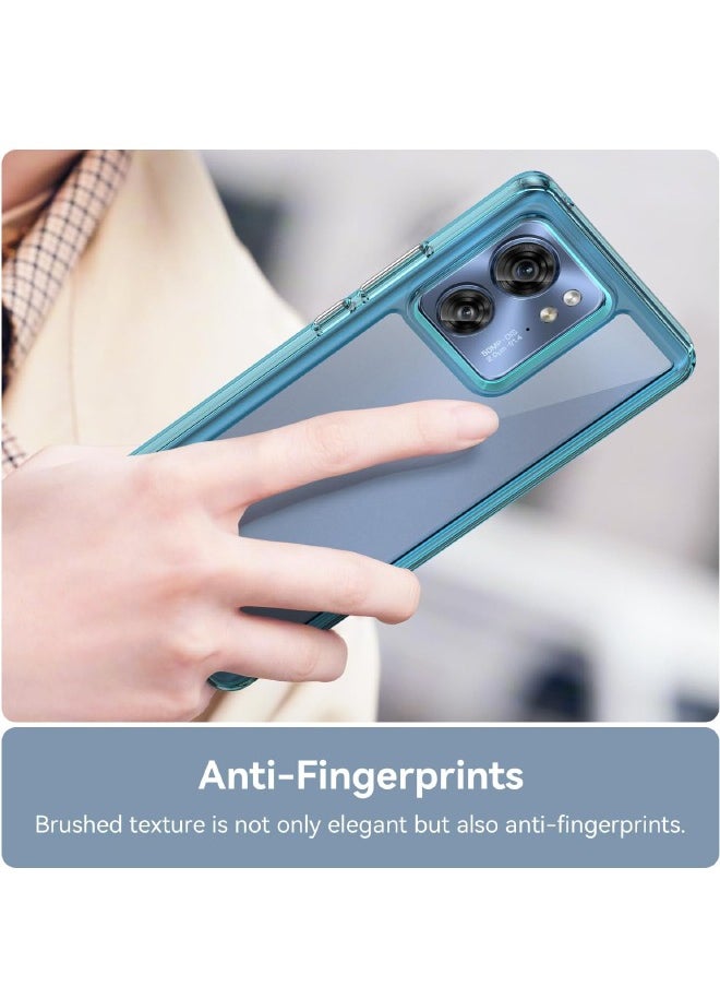 Motorola Edge 40 Case, Slim Thin Hard PC Back Panel + Soft TPU Soft Edge, Fashion Shock-Absorption Anti-Drop Protective Case Cove for Motorola Edge 40 5G 2023 (Transparent Blue)