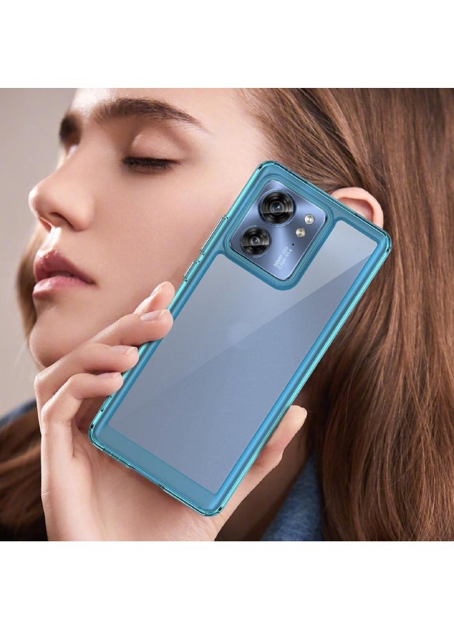 Motorola Edge 40 Case, Slim Thin Hard PC Back Panel + Soft TPU Soft Edge, Fashion Shock-Absorption Anti-Drop Protective Case Cove for Motorola Edge 40 5G 2023 (Transparent Blue)