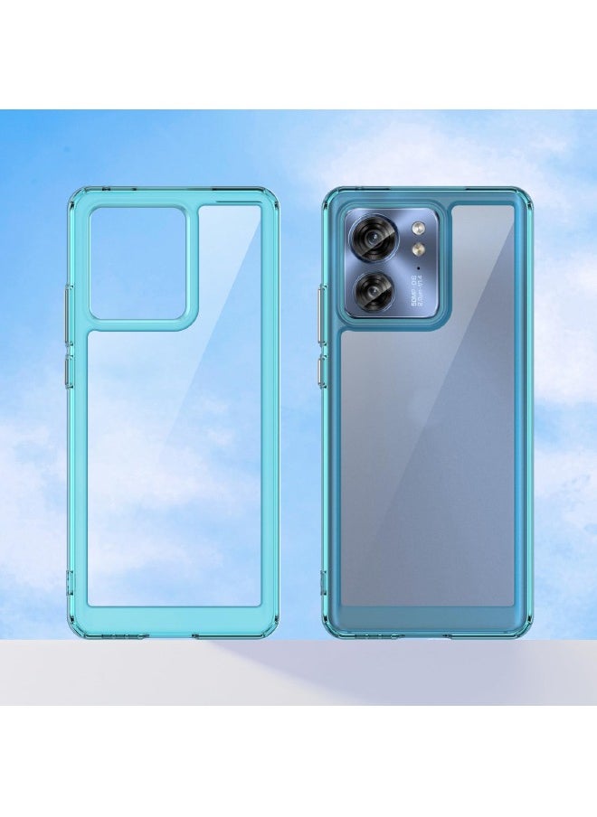 Motorola Edge 40 Case, Slim Thin Hard PC Back Panel + Soft TPU Soft Edge, Fashion Shock-Absorption Anti-Drop Protective Case Cove for Motorola Edge 40 5G 2023 (Transparent Blue)