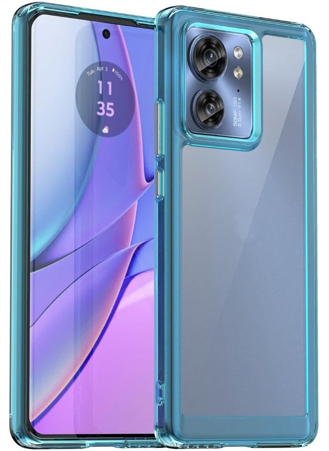 RUGGED SHIELD Motorola Edge 40 Case, Slim Thin Hard PC Back Panel + Soft TPU Soft Edge, Fashion Shock-Absorption Anti-Drop Protective Case Cove for Motorola Edge 40 5G 2023 (Transparent Blue)  - Image 1