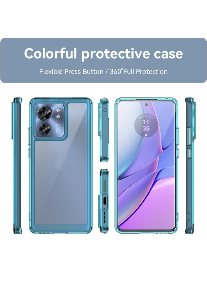 RUGGED SHIELD Motorola Edge 40 Case, Slim Thin Hard PC Back Panel + Soft TPU Soft Edge, Fashion Shock-Absorption Anti-Drop Protective Case Cove for Motorola Edge 40 5G 2023 (Transparent Blue)  - Image 2