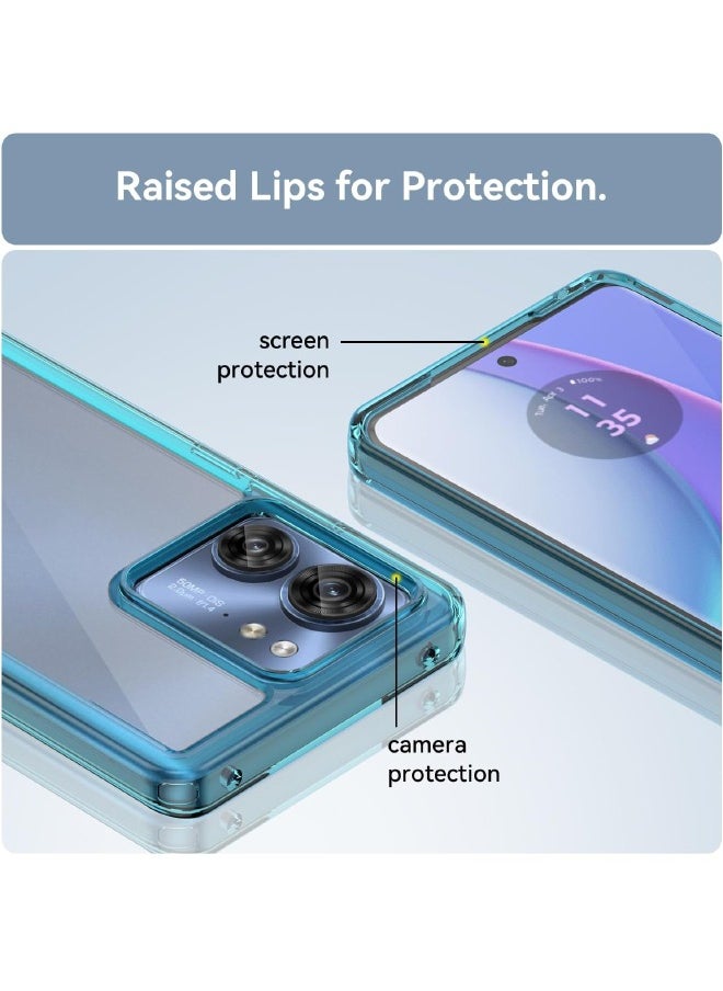 RUGGED SHIELD Motorola Edge 40 Case, Slim Thin Hard PC Back Panel + Soft TPU Soft Edge, Fashion Shock-Absorption Anti-Drop Protective Case Cove for Motorola Edge 40 5G 2023 (Transparent Blue)  - Image 3