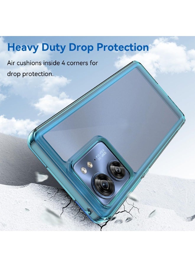 RUGGED SHIELD Motorola Edge 40 Case, Slim Thin Hard PC Back Panel + Soft TPU Soft Edge, Fashion Shock-Absorption Anti-Drop Protective Case Cove for Motorola Edge 40 5G 2023 (Transparent Blue)  - Image 4