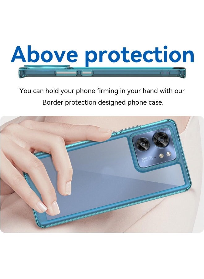 RUGGED SHIELD Motorola Edge 40 Case, Slim Thin Hard PC Back Panel + Soft TPU Soft Edge, Fashion Shock-Absorption Anti-Drop Protective Case Cove for Motorola Edge 40 5G 2023 (Transparent Blue)  - Image 5