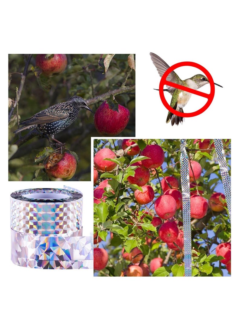 2 Rolls Bird Repellent Scare Tape, Bird Scare Tape, Double Sided Holographic Flash Deterrent Bird Deterrent Tape for Garden, Farm, Orchard (80m x 2.4cm)