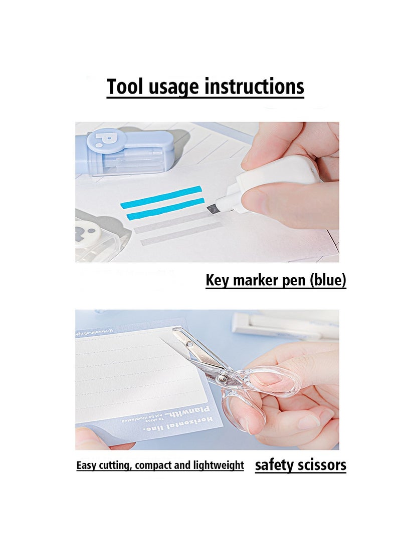 Mini School Supply Kits ,Mini Office Supply Kits, Basic School Stationery Set , Includes Tiny Stapler, Mini Stapler,Scissors, Staple Remover, Staples, Adhesive Tape Replace Core, Marking Pen (Blue) - Image 4