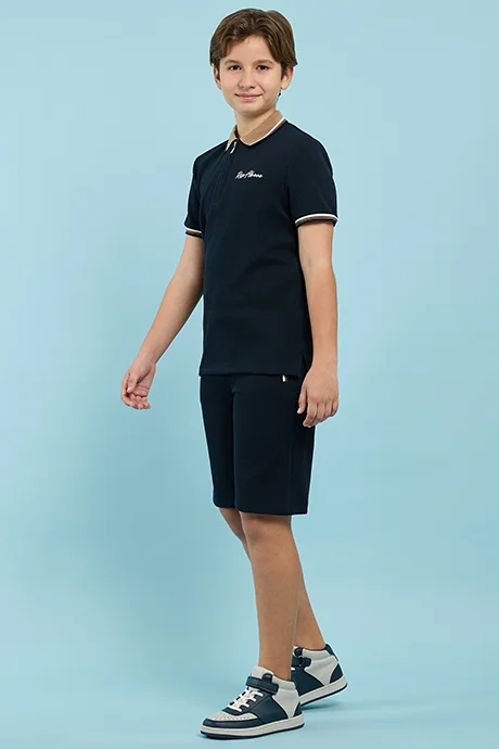 أر أند بي Contrast Tipping Polo T-Shirt and Shorts Set