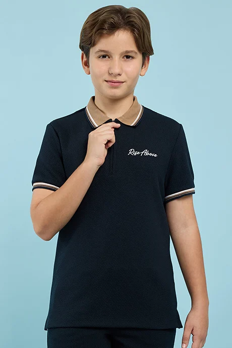 أر أند بي Contrast Tipping Polo T-Shirt and Shorts Set