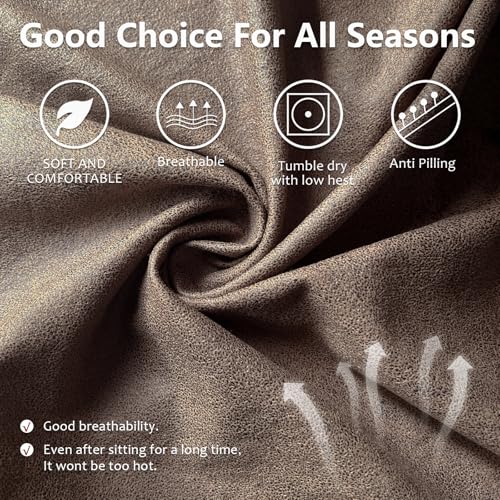 ANARACHON Recliner Chair Covers Leather Like, 4 Pieces Lazy Boy Recliner Cover, Furniture Protector - Washable Soft Sofa Slipcover for Pets Kids (Brown) - Image 4