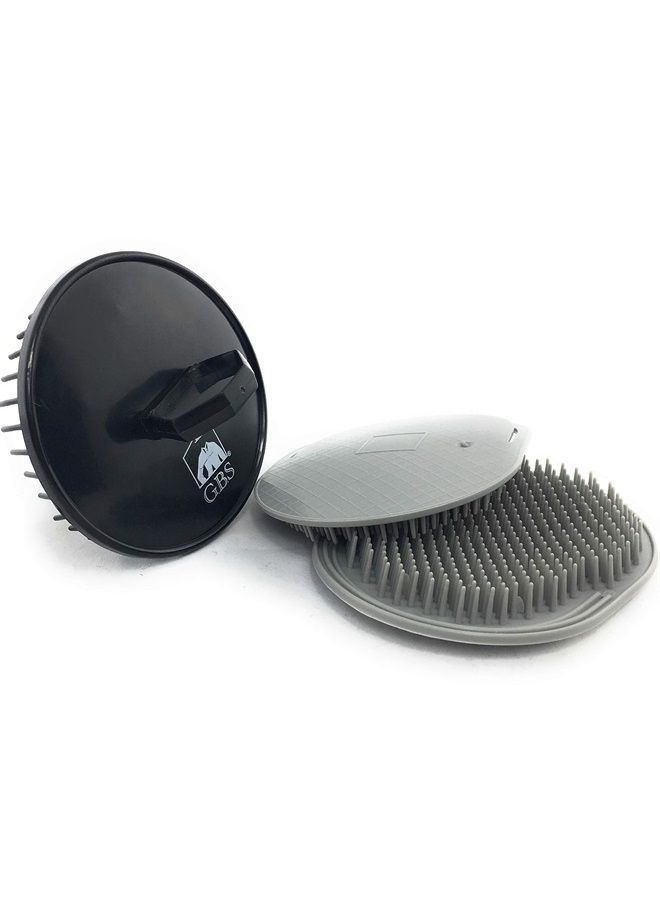 G.B.S Head Shampoo Scalp Massager Brush and Soft Palm Pocket Comb for All Hair Types, Pack of 3 (1 Black and 2 Gray) Made in U.S.A - Image 1